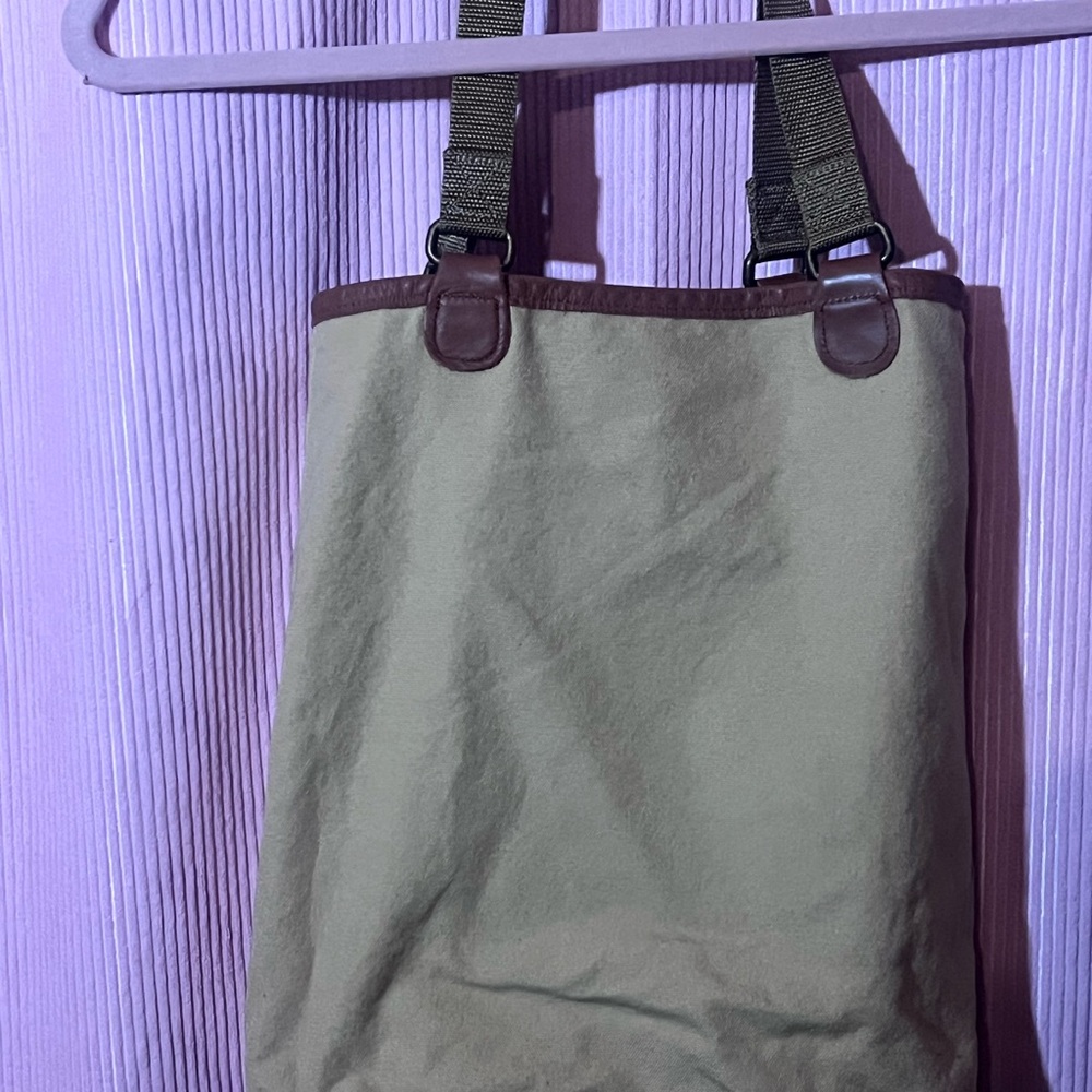 Tan Canvas Tote Bag with Brown Accents